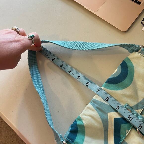 Kipling Blue Mod Swirl Print Slim Canvas Shoulder Bag - Picture 12 of 13